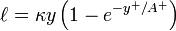 \ell = \kappa y \left( 1 - e^{-y^+/A^+} \right)