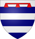 Shield shape showing alternating blue and silver horizontal stripes