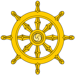 ships wheel with eight spokes represents the Noble Eightfold Path
