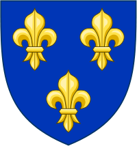 Royal Arms of France, three gold fleur-de-lis on a blue background