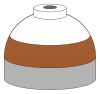 Illustration of cylinder shoulder painted in brown (lower and white (upper) bands