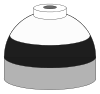 Illustration of cylinder shoulder painted in black (lower) and white (upper) bands for a mixture of oxygen and nitrogen.