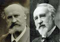 head shots of two 19th century professors, bearded and balding