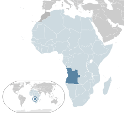 Location of Angola (dark blue)in the African Union (light blue)