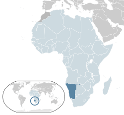 Location of Namibia (dark blue)– in Africa (light blue & dark grey)– in the African Union (light blue)