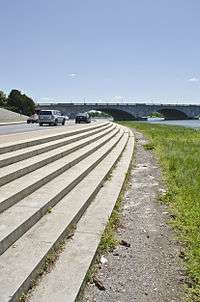 looking south at a road through a bridge