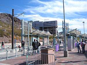 A picture of the Veterans Way/College Avenue light rail station.