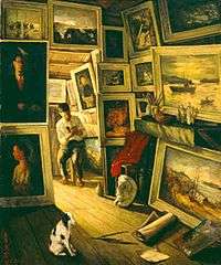 black and white formal headshot photo of the artist as a boy in jacket and tie. He has thick curly hair and very pale-colored eyes with a wary, uneasy expression.