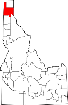 Map of Idaho highlighting Bonner County