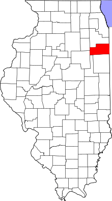 Map of Illinois highlighting Kankakee County