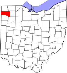 Map of Ohio highlighting Defiance County