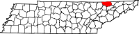 State map highlighting Claiborne County