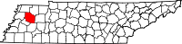 State map highlighting Gibson County