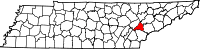 State map highlighting Loudon County
