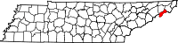 State map highlighting Unicoi County