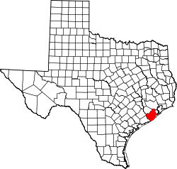 State map highlighting Brazoria County