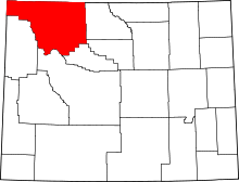 Map of Wyoming highlighting Park County