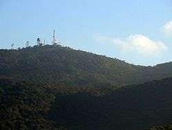 Radio equipment seen at the summit of the mountain from Nuwara Eliya.