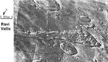 Ravi Vallis was possibly formed from extreme flooding. (Margaritifer Sinus quadrangle)