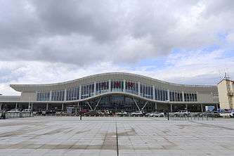 The current facades of Shangrao Railway Station terminal buildings.
