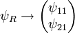 \psi_R \rightarrow
\begin{pmatrix}
\psi_{11} \\ \psi_{21}
\end{pmatrix}