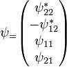 \psi_=
\begin{pmatrix}
\psi_{22}^* \\ -\psi_{12}^* \\
\psi_{11} \\ \psi_{21}
\end{pmatrix}