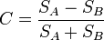 C = \frac{S_A-S_B}{S_A+S_B}