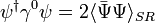 \psi^\dagger \gamma^0 \psi = 2 \langle \bar{\Psi}\Psi \rangle_{S R}
