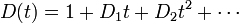 D(t) = 1 + D_1 t + D_2 t^2 + \cdots\,