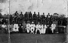 European colonial officials pictured with native chiefs